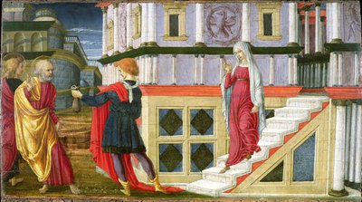 Simon Magus biedt St. Peter geld aan, 1470-75 door Liberale da Verona